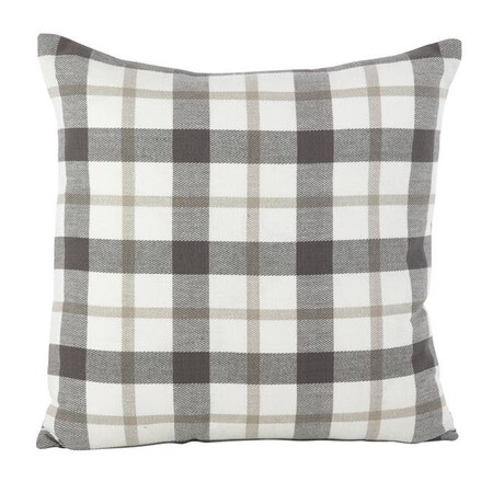 Saro Lifestyle SARO 8050P.GY20S 20 in. Square Classic Plaid Pattern Cotton Down Filled Throw Pillow Grey 8050P.GY20S